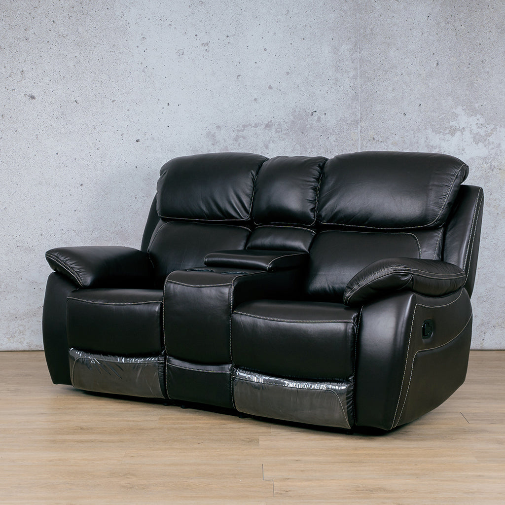 Lexington 2 Seater Leather Home Theatre Recliner - Black - Leather Recliner