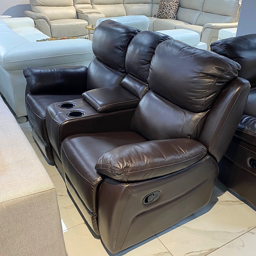 Lexington 2 Seater Leather Home Theatre Recliner - Warehouse Clearance
