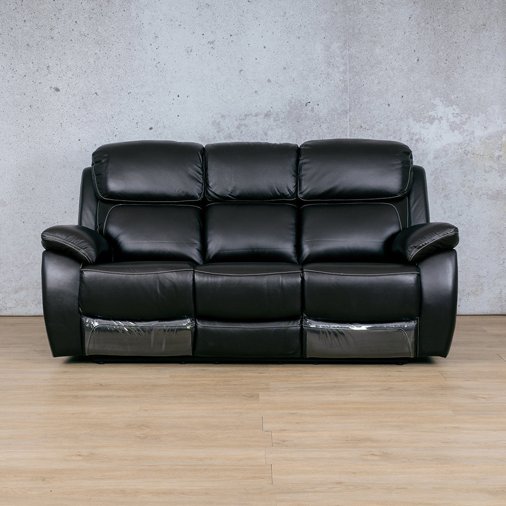 Lexington 3 Seater Leather Recliner - Black - Leather Recliner Black