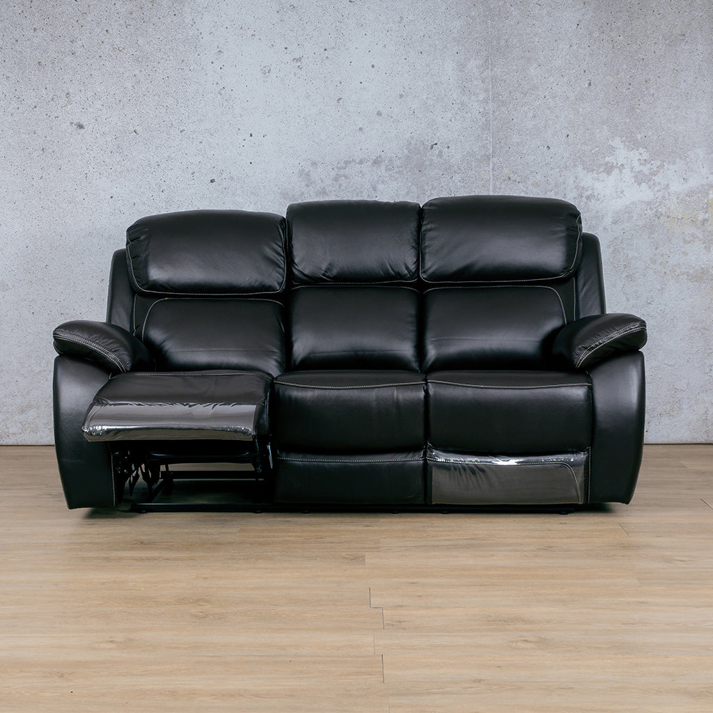Lexington 3 Seater Leather Recliner - Black - Leather Recliner Black