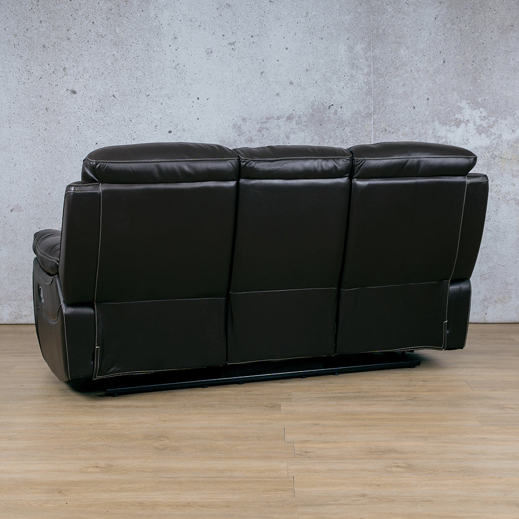 Lexington 3 Seater Leather Recliner - Black - Leather Recliner Black