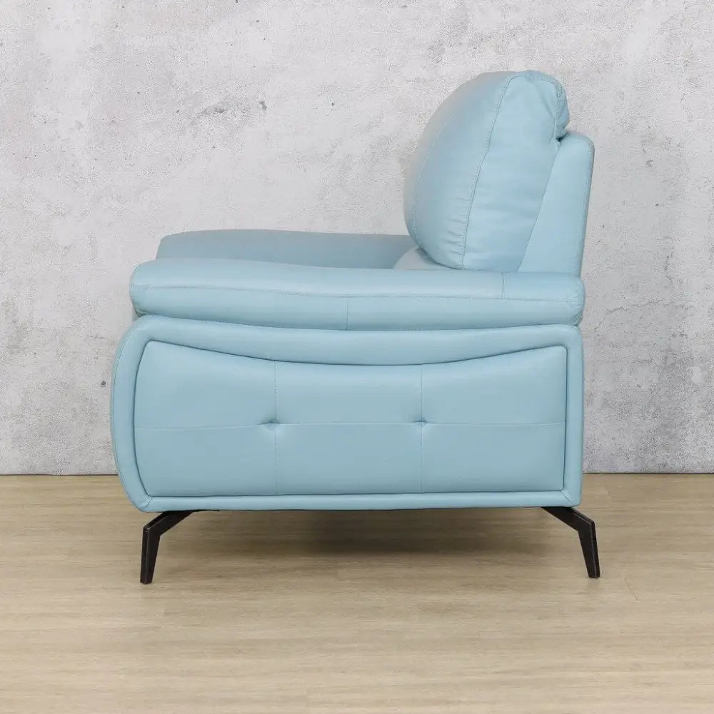 Maddox 1 Seater Leather Sofa - Fabric Corner Suite-light-blue