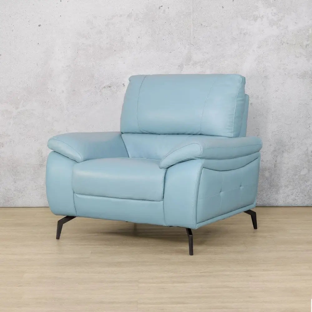 Maddox 1 Seater Leather Sofa - Fabric Corner Suite-light-blue