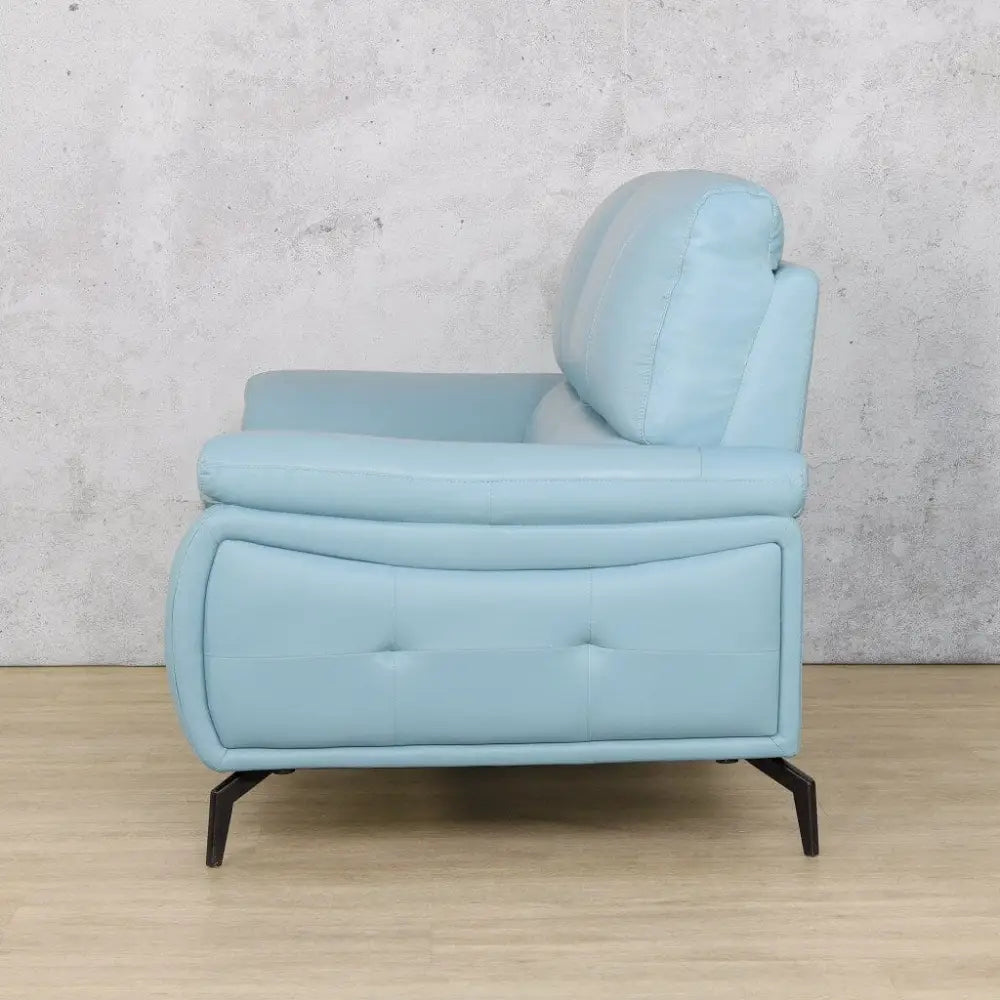 Maddox 2 Leather Sofa - Fabric Corner Suite-light-blue
