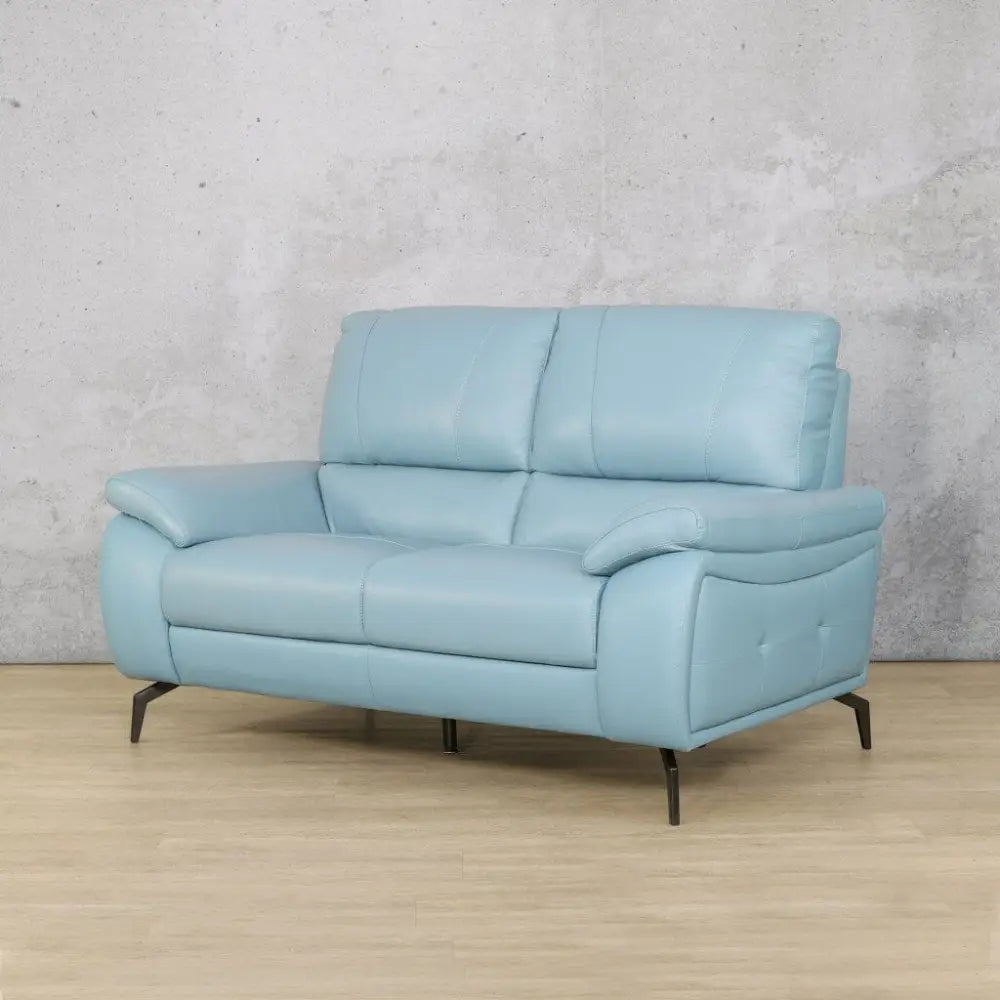 Maddox 2 Leather Sofa - Fabric Corner Suite-light-blue