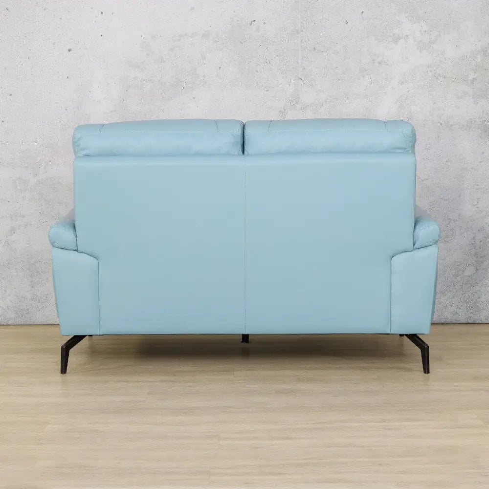 Maddox 2 Leather Sofa - Fabric Corner Suite-light-blue