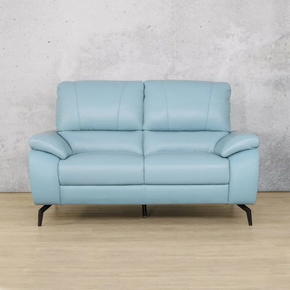 Maddox 2 Leather Sofa - Light Blue - Fabric Corner Suite