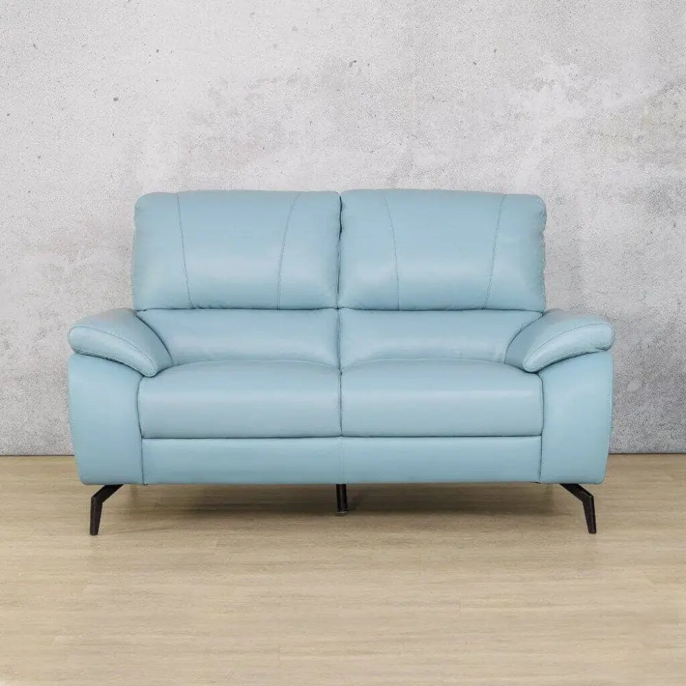 Maddox 3 + 2 + 1 Leather Sofa Suite - Leather Sofa- light blue