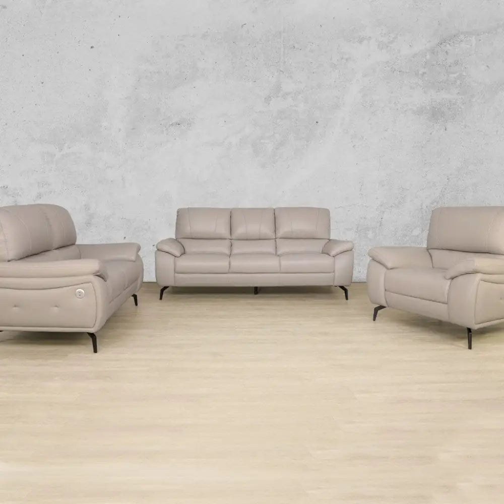 Maddox 3 + 2 + 1 Leather Sofa Suite - Leather Sofa-grey