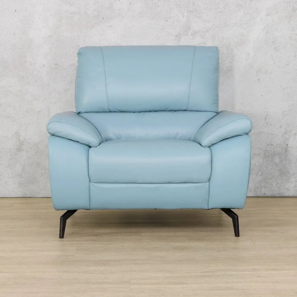 Maddox 3 + 2 + 1 Leather Sofa Suite - Leather Sofa- light blue