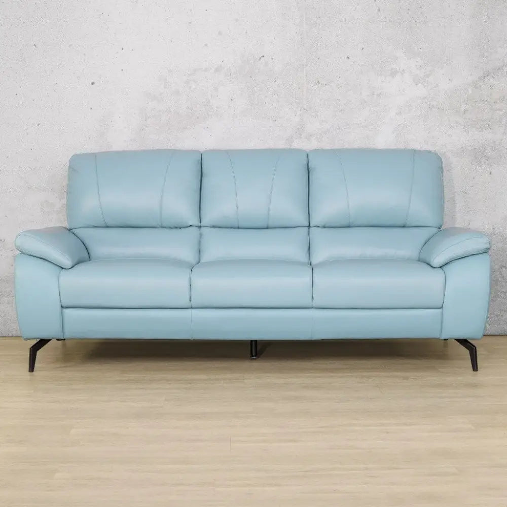 Maddox 3 + 2 + 1 Leather Sofa Suite - Leather Sofa light blue