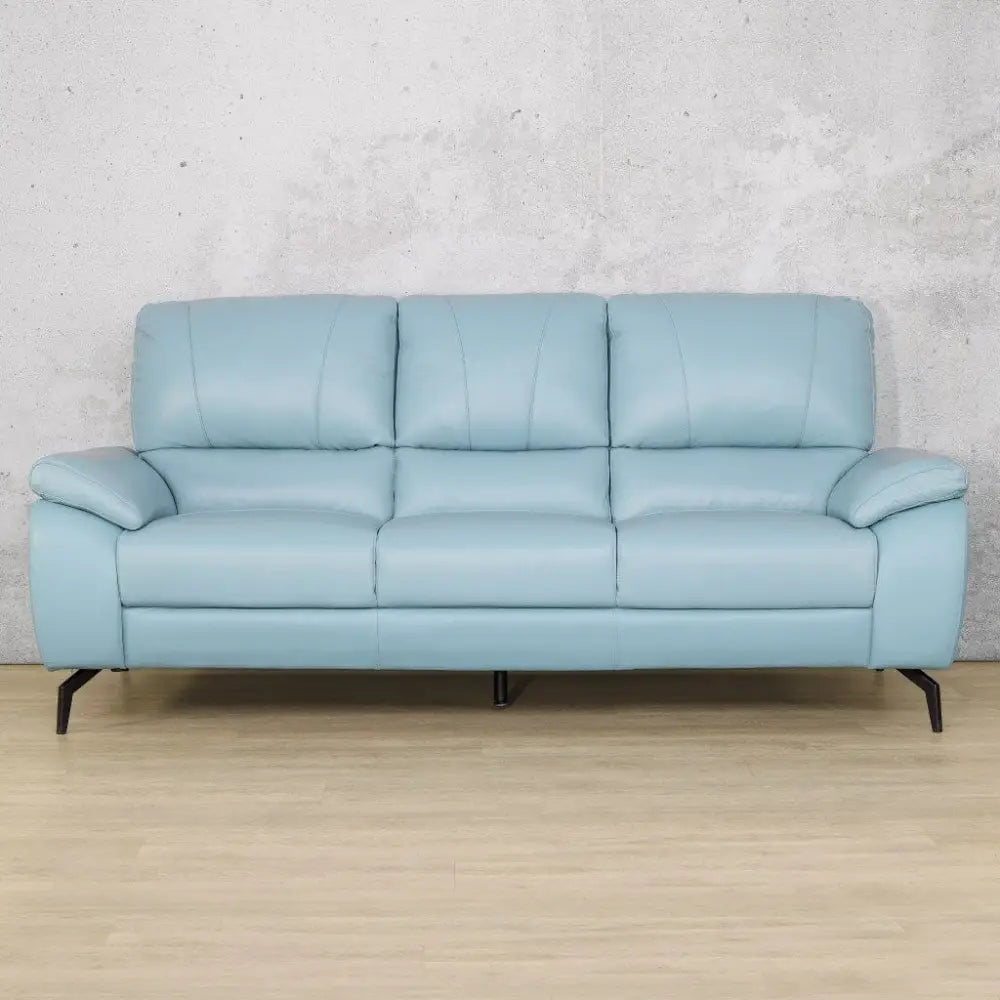 Maddox 3 Leather Sofa - Light Blue - Fabric Corner Suite