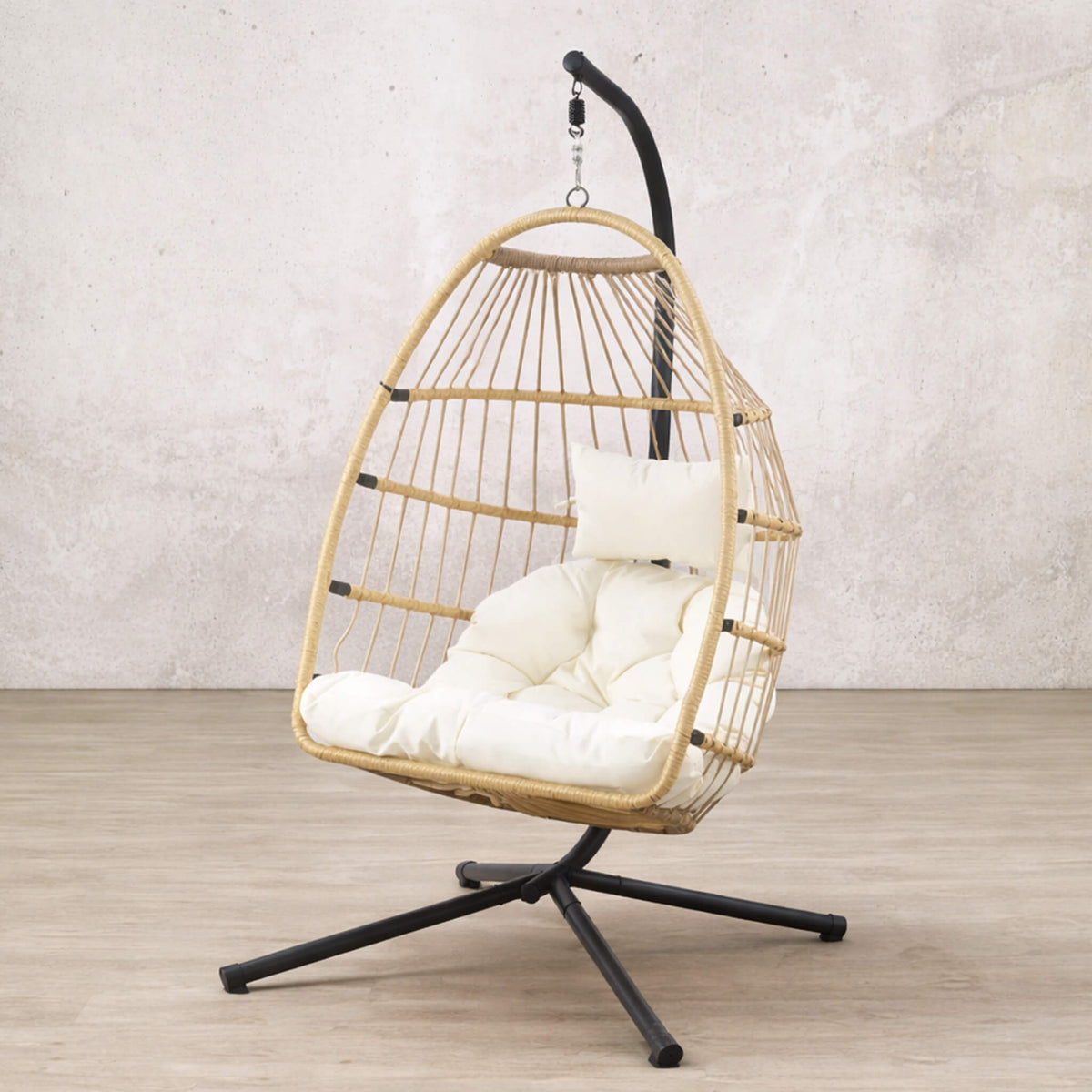 Front view of the Madison Hanging Chair - Beige | Hanging chairs, outdoor chair, egg chair, outdoor chairs for sale 
