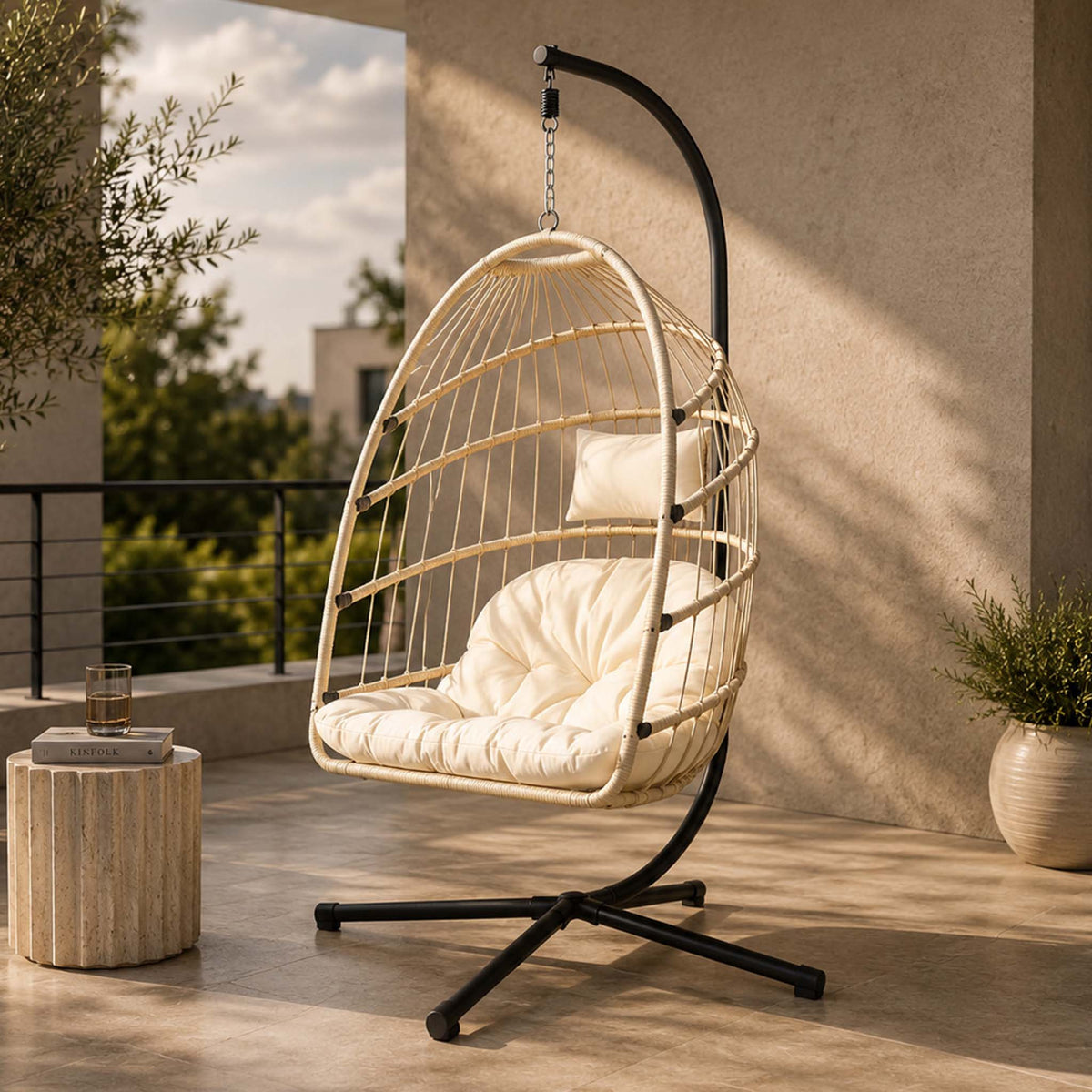 leather gallery madison hanging chair beige