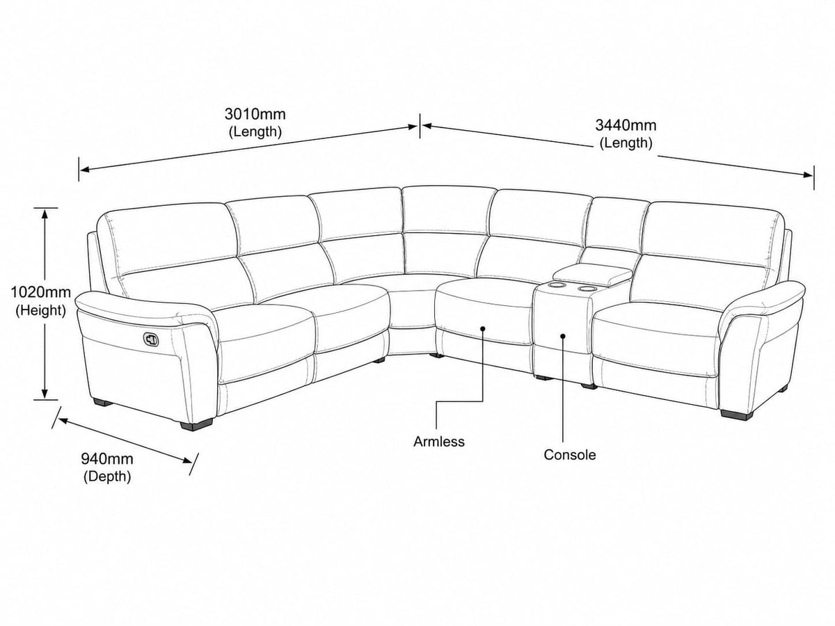 Manhattan 5 Seater Leather L Shape Couch