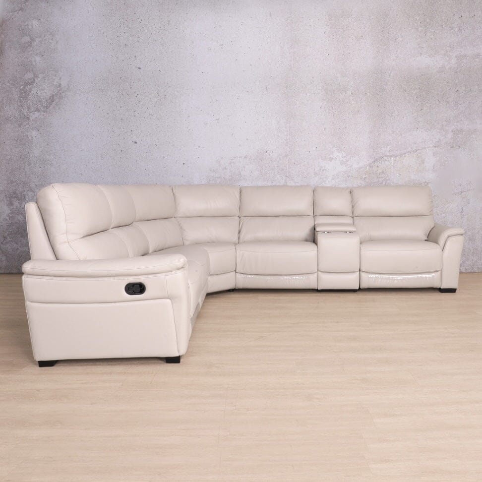Manhattan Leather Corner Couch - Beige | 