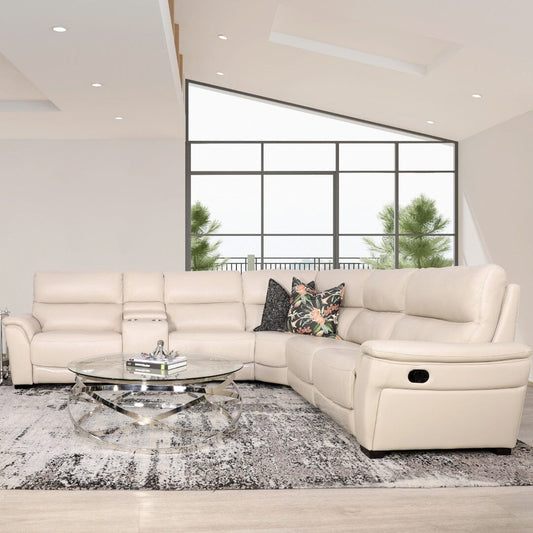 Manhattan Leather Corner Couch shown in a grand living room interior. |L shape couch, leather corner sofa, corner couches for sale, beige couch, sofas and couches