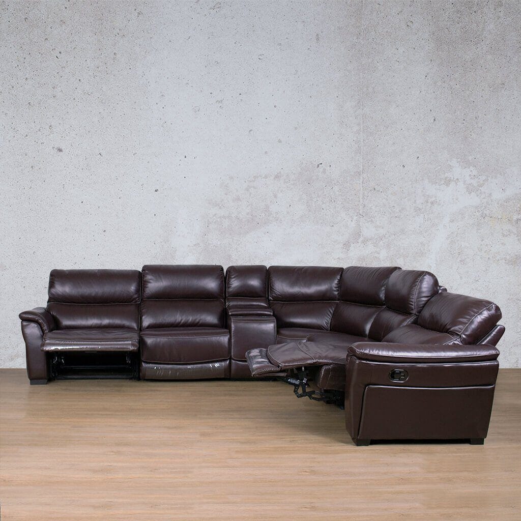 Manhattan Leather Corner Sofa - Chocolate | corner couch, corner couches for sale, brown leather couch 