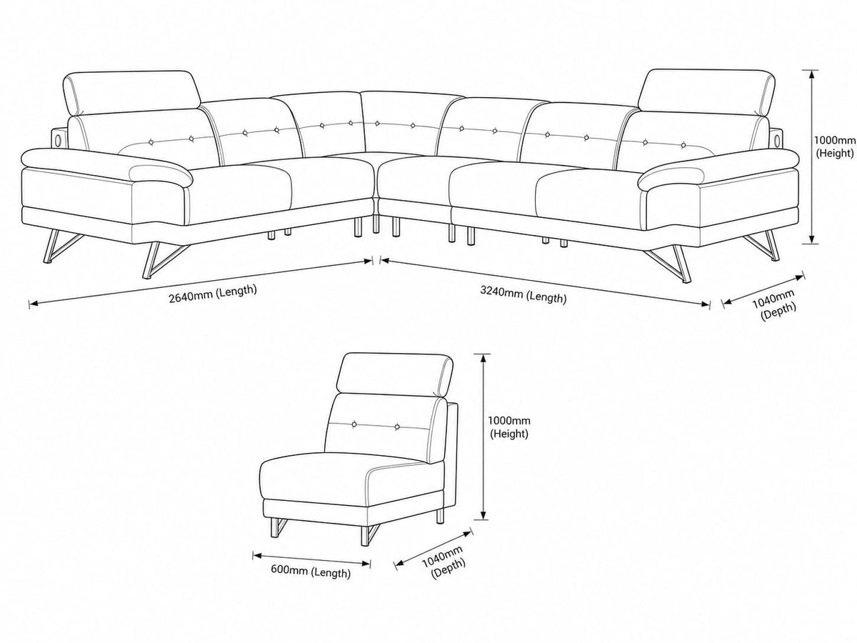 Manila 5 Seater Leather L Shape Couch