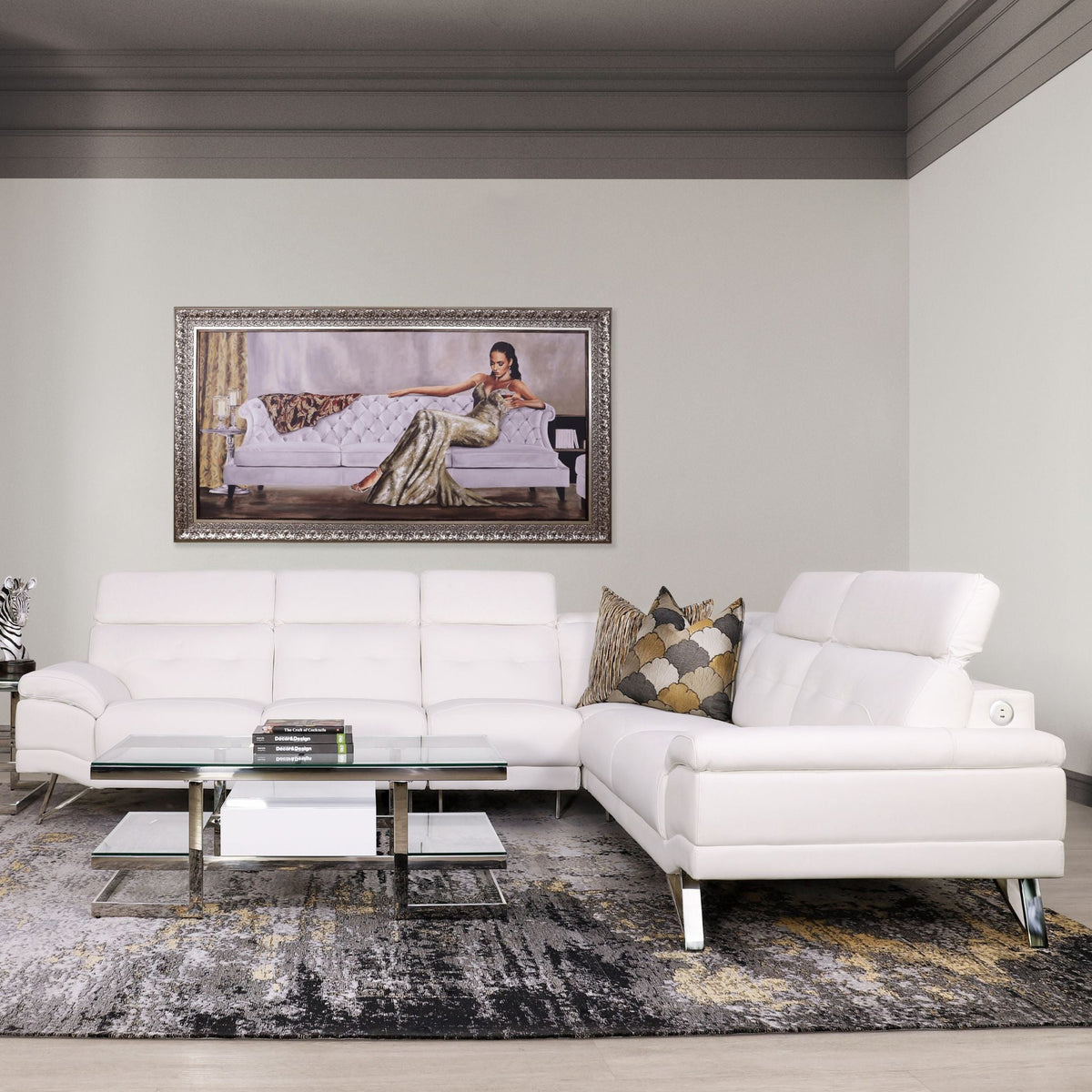 Manila Leather Sectional White