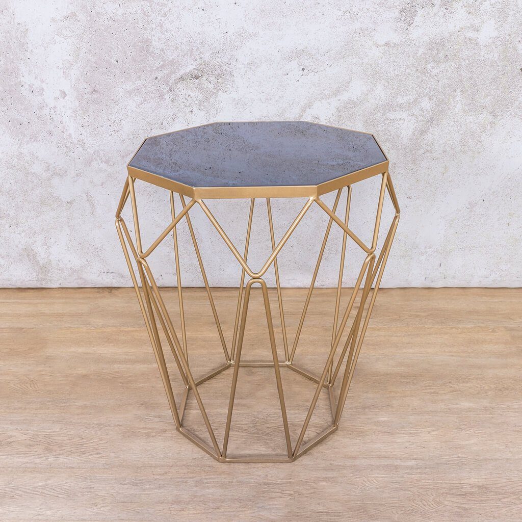 Mara Blue Marble Top Side Table Side Table Leather Gallery Blue Marble Top 
