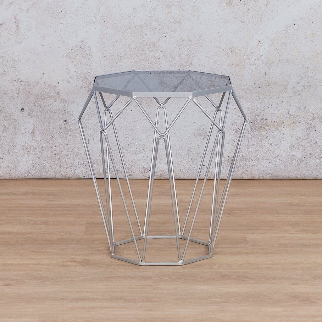 Mara Chrome Base + Glass Top - Side Table Side Table Leather Gallery 450 DIA X 600 H Steel 