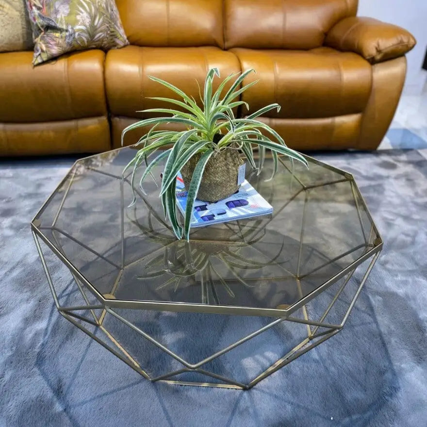 Mara Glass Top Coffee Table - Gold - Warehouse Clearance - Coffee Table