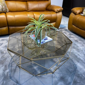 Mara Glass Top Coffee Table - Gold - Warehouse Clearance Coffee Table Leather Gallery 