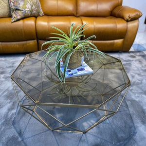 Mara Glass Top Coffee Table - Gold - Warehouse Clearance Coffee Table Leather Gallery 