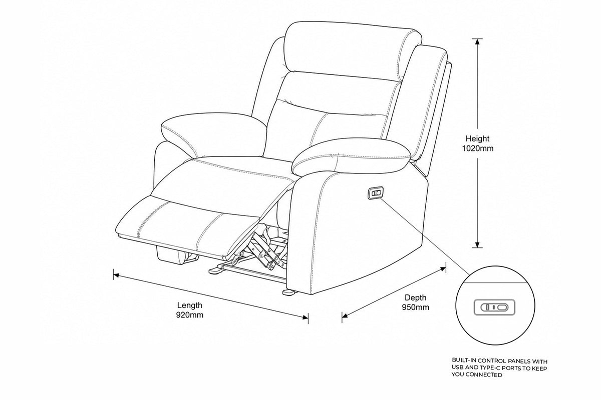 Marino 1 Seater Leather Recliner Chair
