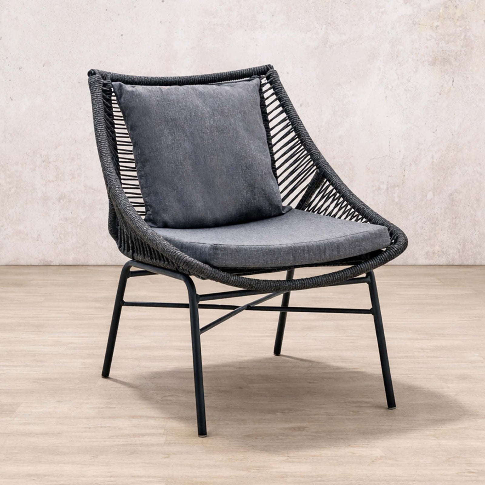 Angle view of the Marlin Patio Chair in black. | Patio chairs, patio chairs for sale, patio furniture, garden chairs
