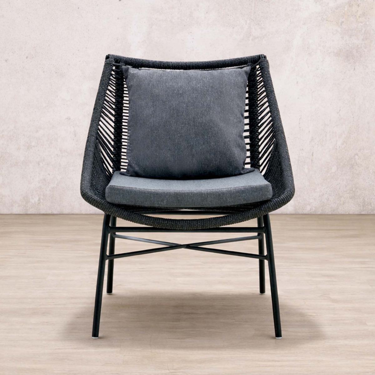 Front view of the Marlin Patio Chair in black. | Outdoor chairs, outdoor chairs for sale, patio chairs, outdoor furniture