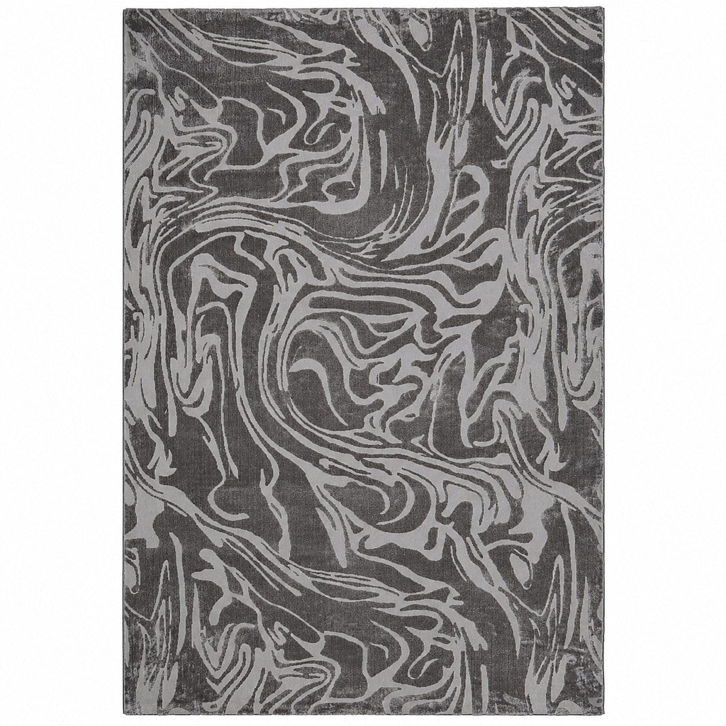 Gallery Everyday Marmora Rug in Fossil Grey, featuring a swirling marble-inspired pattern in layered grey tones.