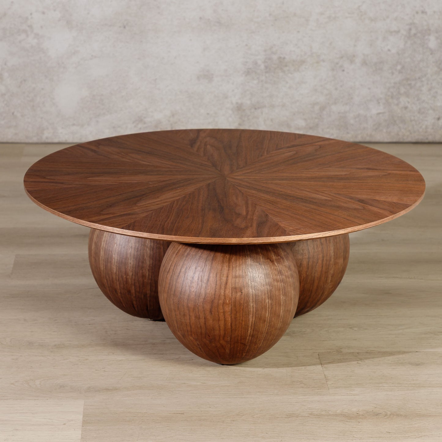 High angle view of the Matilda Coffee Table in brown, showing the intricate patterned table top. | coffee table, wood coffee table, modern coffee table 