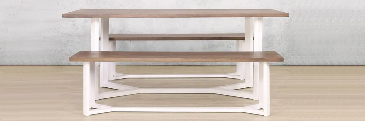 McKinely Dining Set - White - Antique-Dark-Oak & White - Dining Table