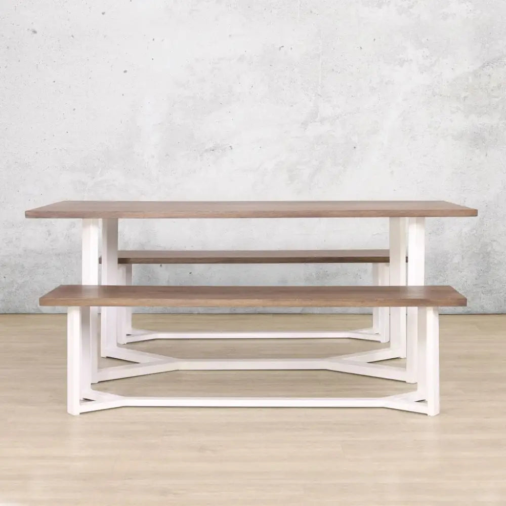 McKinely Dining Set - White - Antique-Dark-Oak & White - Dining Table