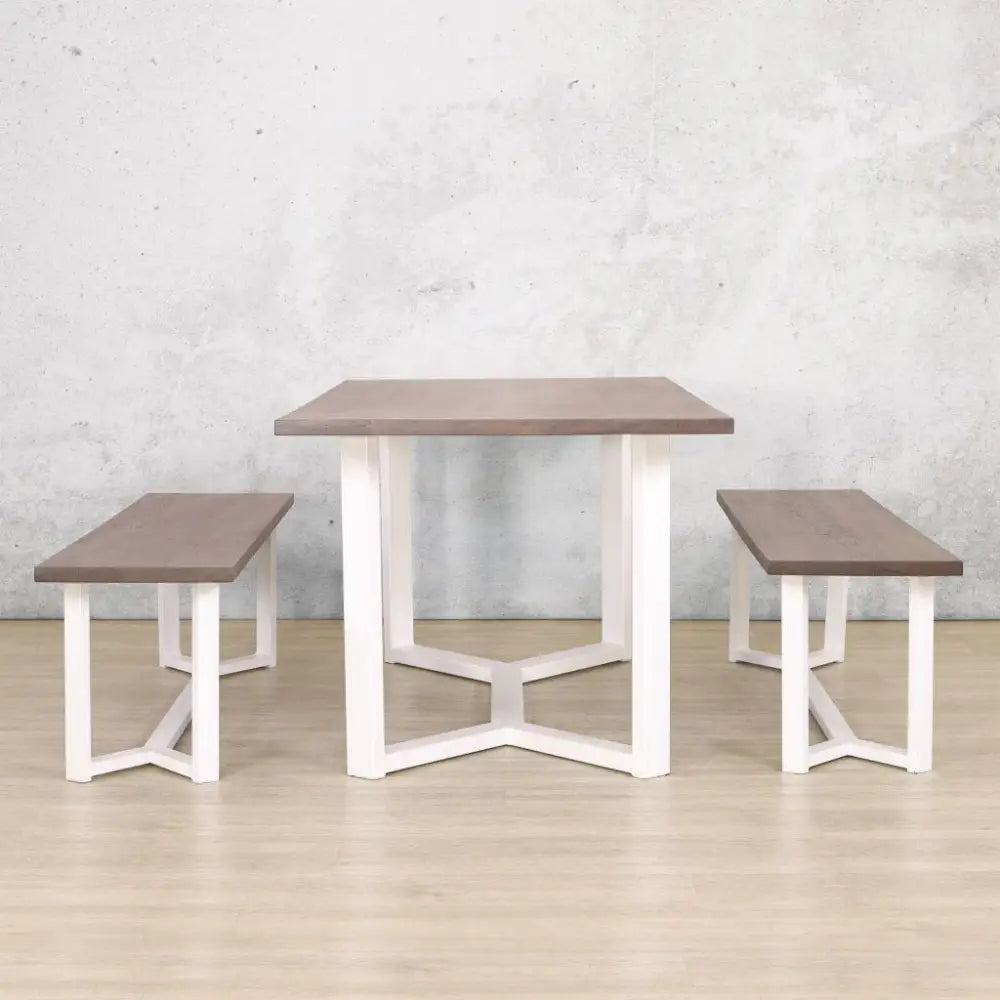 McKinely Dining Set - White - Antique-Dark-Oak & White - Dining Table