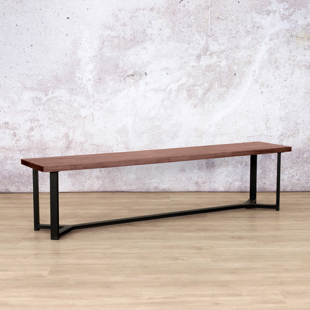 McKinely Bench 1800 - Antique Dark Oak Dining Table Leather Gallery 