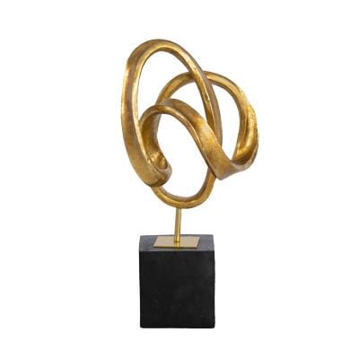 Mercer Ribbon Sculpture Ornament Leather Gallery Gold 36 x 23 x 66cm