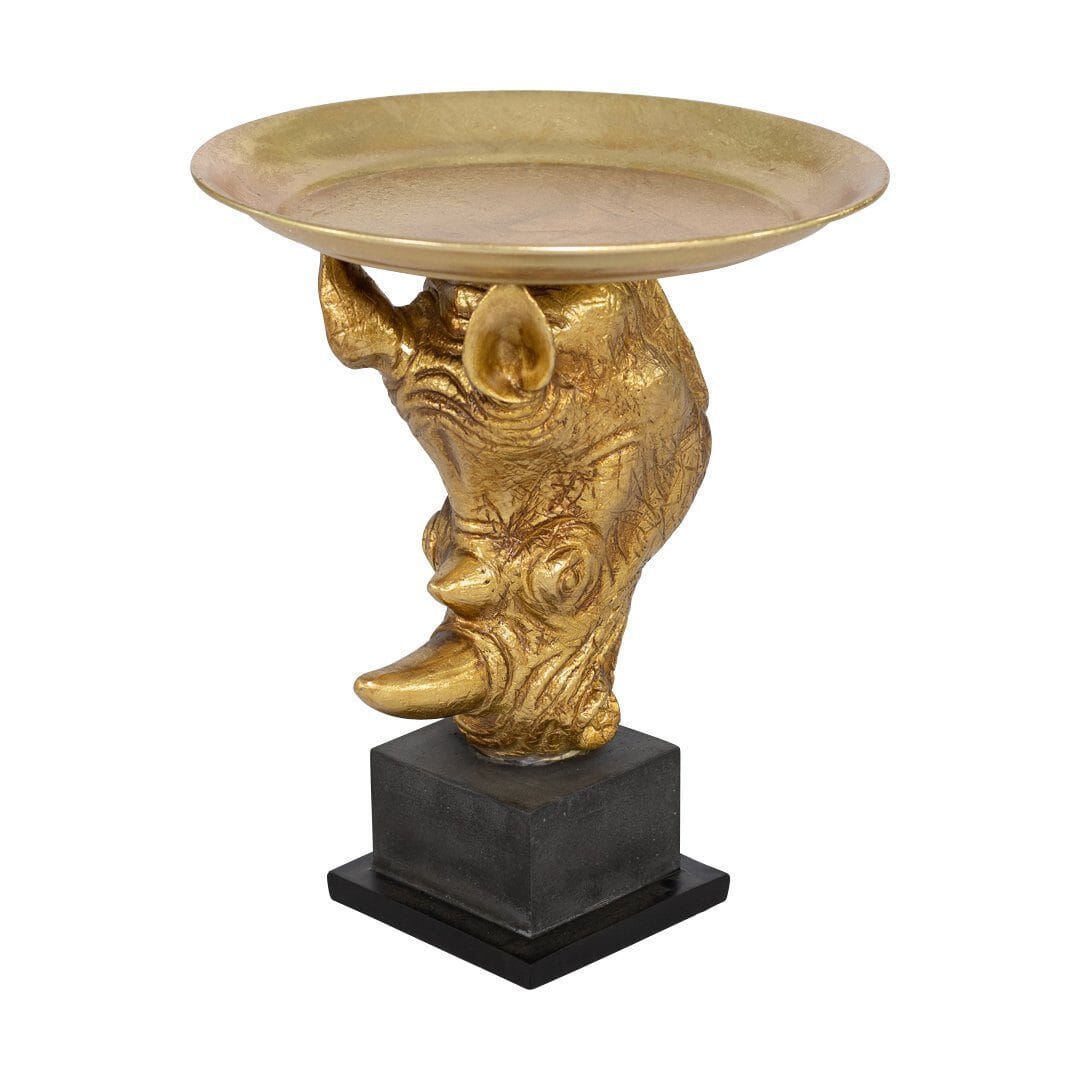 Metallic Rhino with Tray Ornament Ornament Leather Gallery 