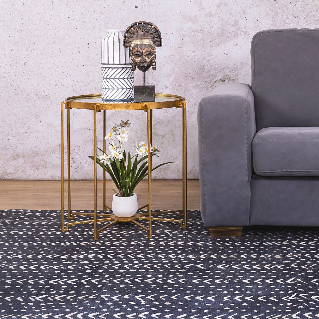 Midnight Mud Cloth Rug Carpets Leather Gallery 