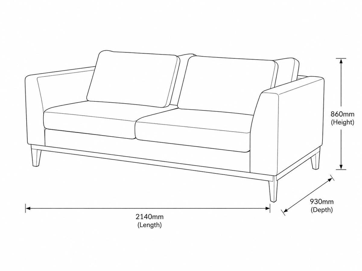 Modena 3 Seater Fabric Couch