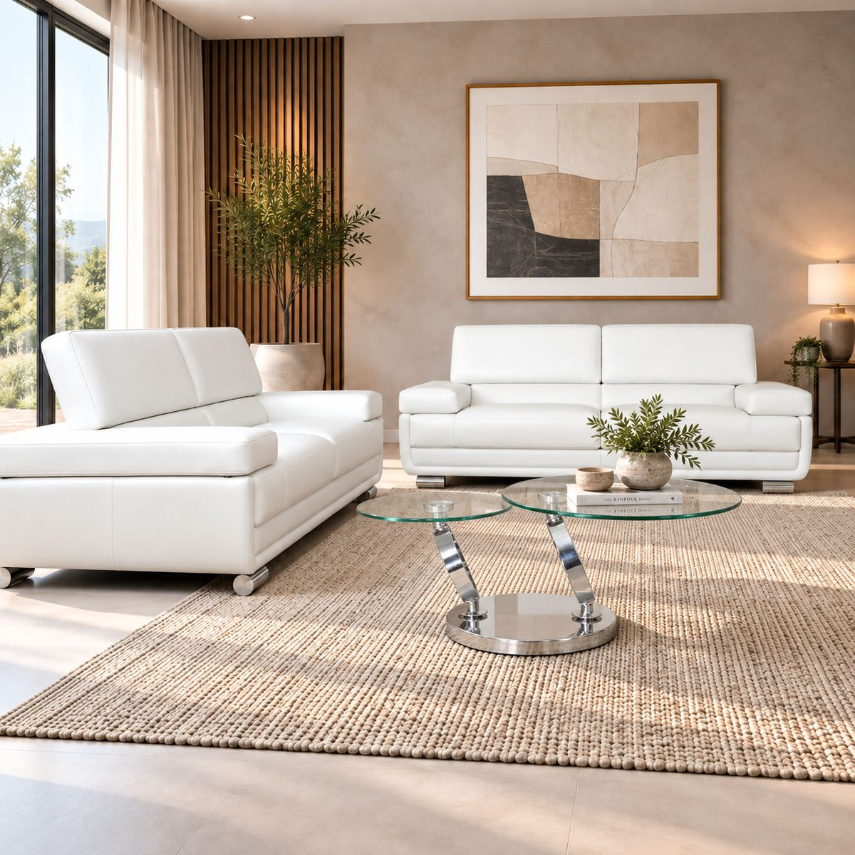 Tobago 3+2 Leather Sofa Suite Fabric Corner Suite Leather Gallery white