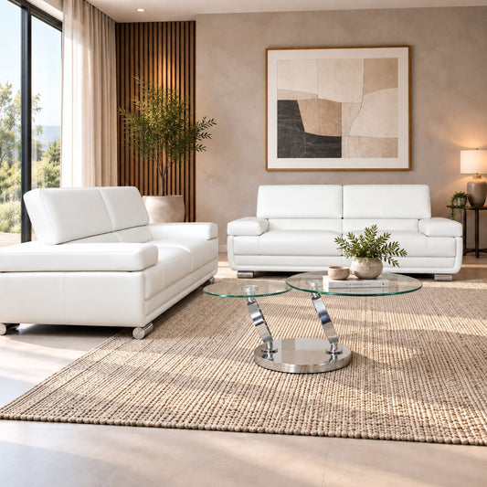 Tobago 3+2 Leather Sofa Suite Fabric Corner Suite Leather Gallery white