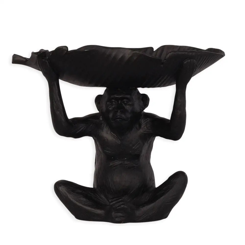 Monkey with Tray Ornament - Black - Black - Ornament
