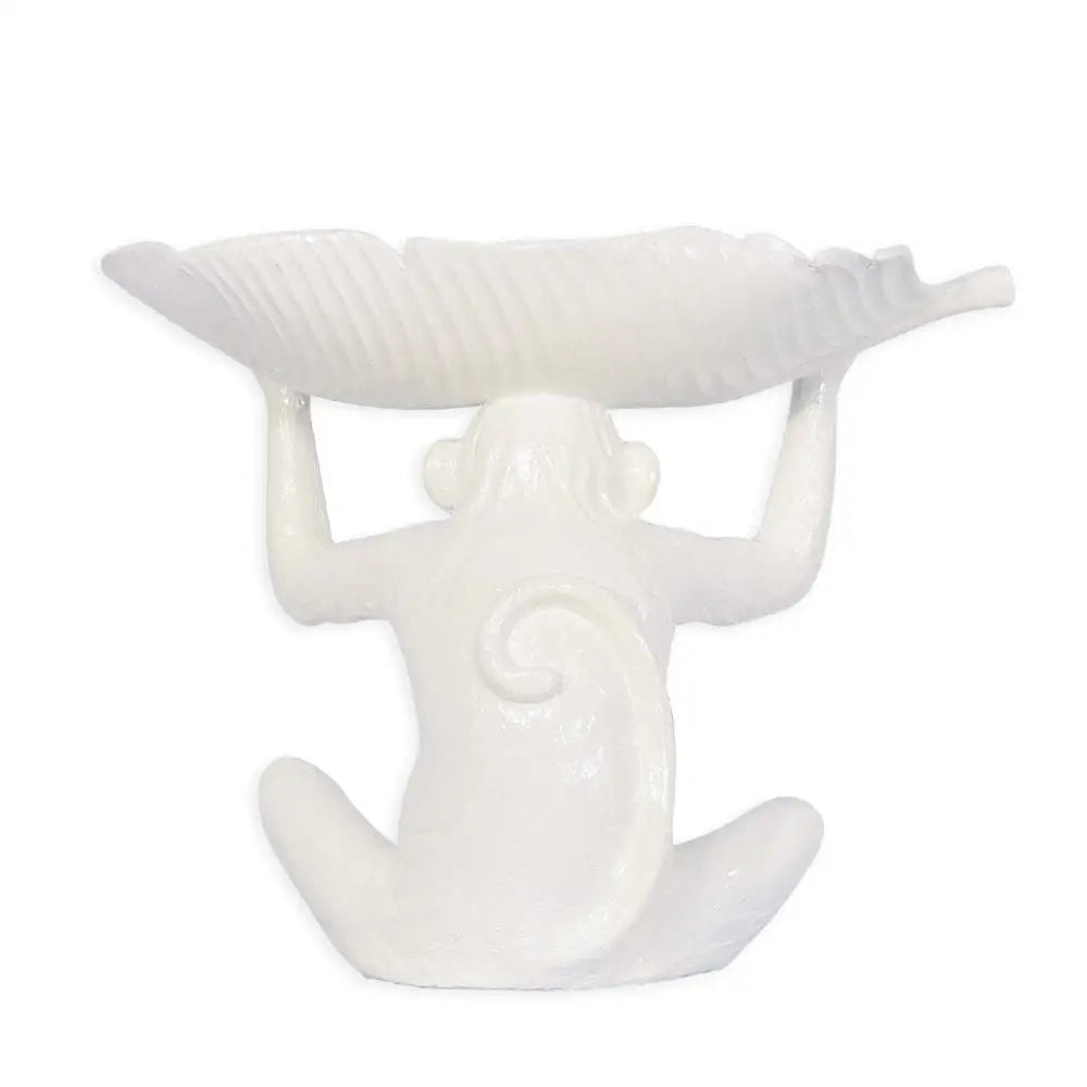 Monkey with Tray Ornament - White - White - Ornament