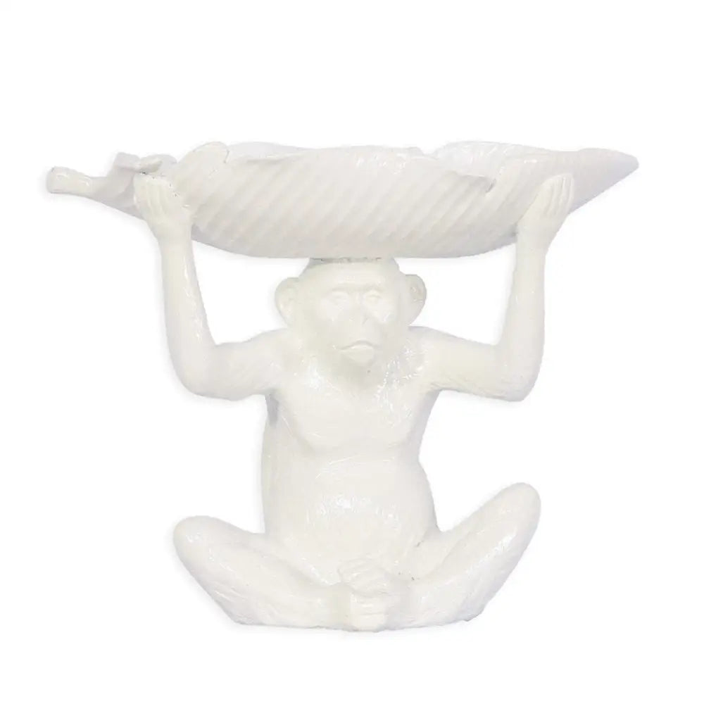 Monkey with Tray Ornament - White - White - Ornament