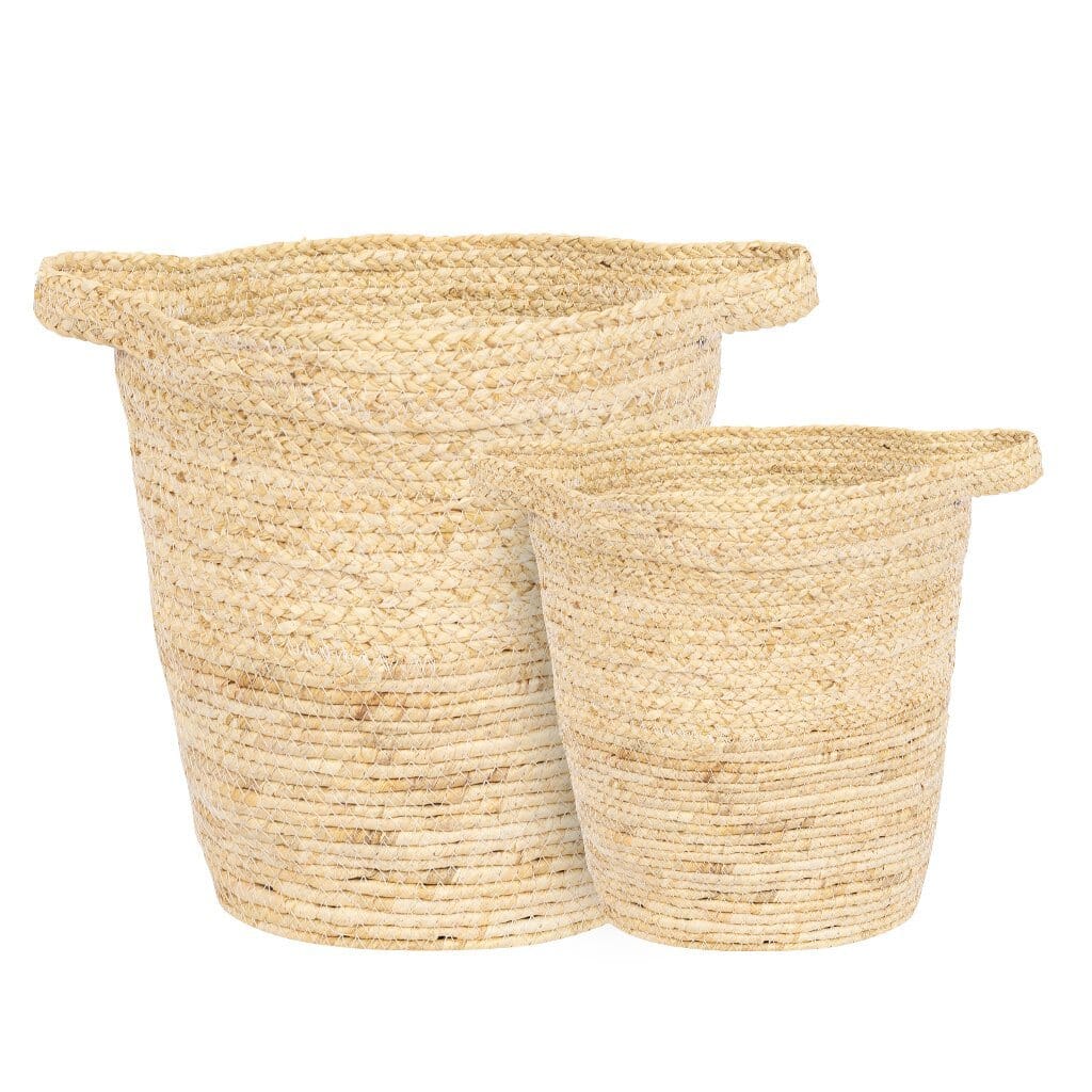 Natural Jute Baskets - Medium Basket Leather Gallery 