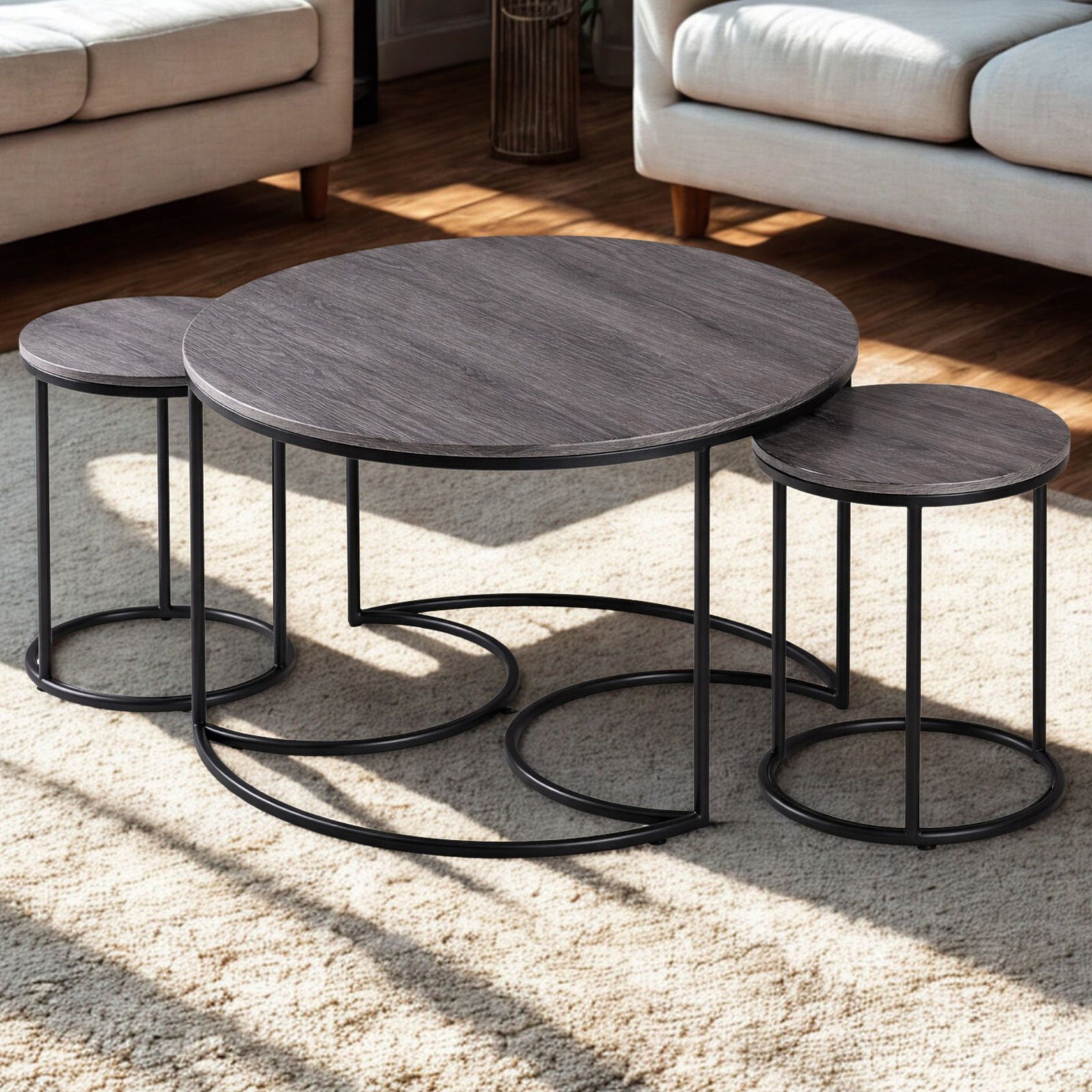 Neidhart nesting coffee tables - set of 3 | Leather Gallery Coffee Tables, nesting coffee table, round wood coffee table