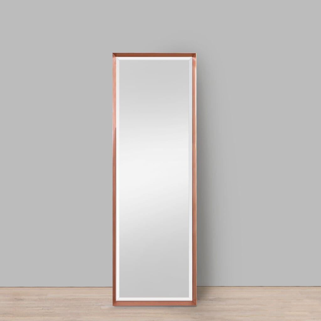 Nevada Beveled Aluminium Copper Wall Mirror 487 x 1554mm Mirror Leather Gallery 487 x 1554 mm Copper